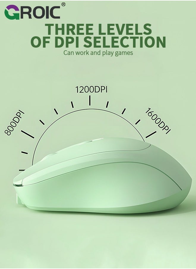 GROIC - Light Green Bluetooth Mouse, Rechargeable Wireless Mouse for Laptop/iPad/MacBook Pro/Air, Silent Mouse Portable Slim for Surface Pro/PC/Lenovo/Samsung Tablet - Image 1