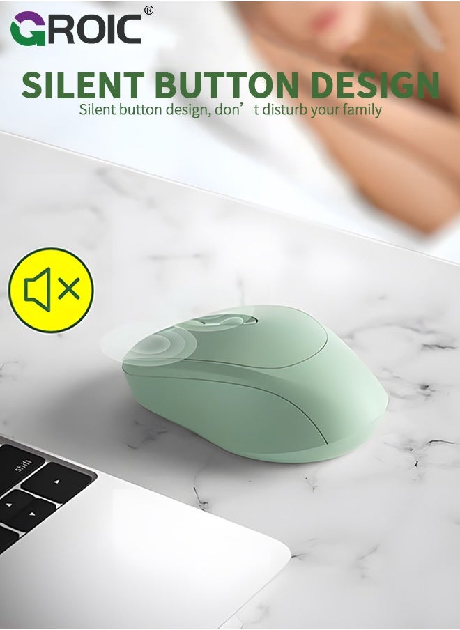 GROIC - Light Green Bluetooth Mouse, Rechargeable Wireless Mouse for Laptop/iPad/MacBook Pro/Air, Silent Mouse Portable Slim for Surface Pro/PC/Lenovo/Samsung Tablet - Image 1