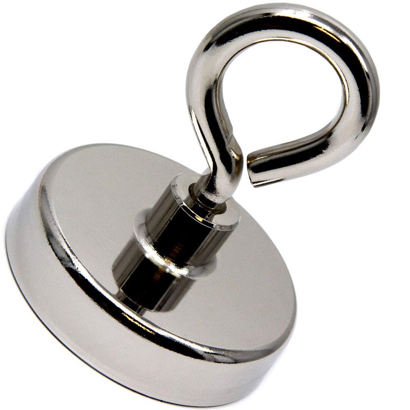 CMS MAGNETICS - (500-Pound Pull Force) 75mm Diameter Neodymium Cup Magnet with Eye Bolt | Strong, Stainless Steel | Fishing Magnet, Lifting, Science, Research, DYI - Image 1