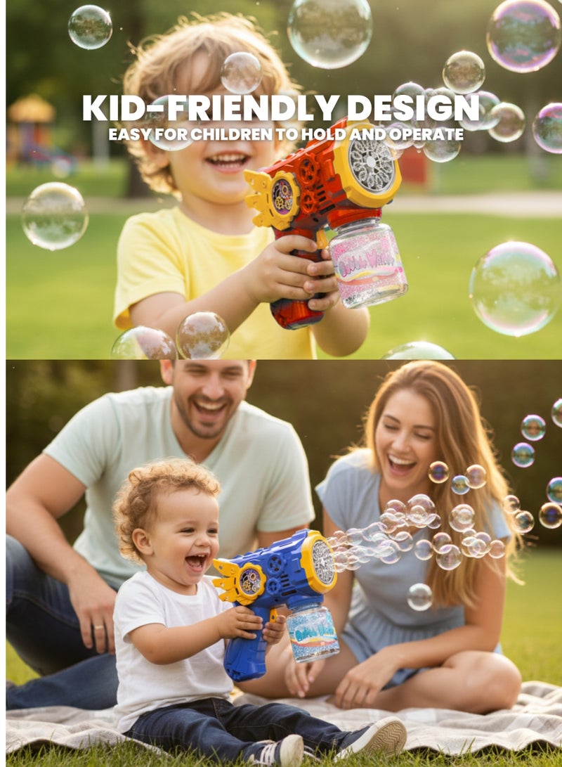 vexa pro Bubble Gun for Kids with LED Lights, Automatic Multi-Hole Bubble Machine, 80ml Bubble Solution – Red - Image 2