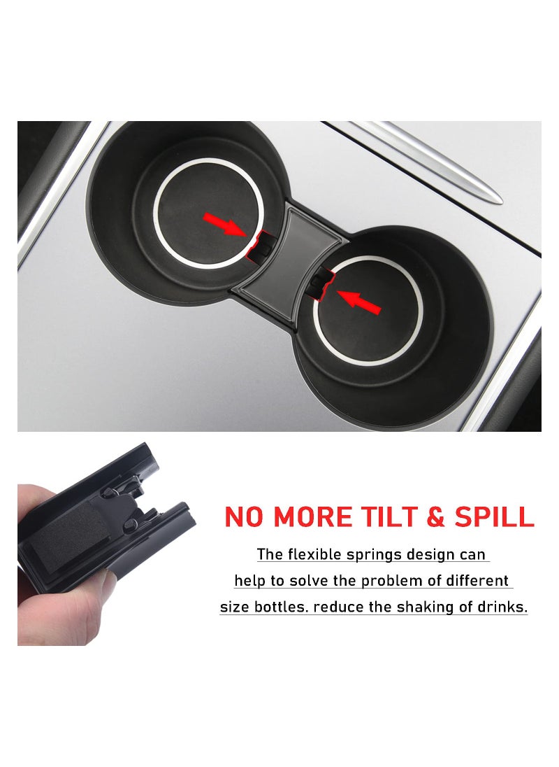 KASTWAVE - Cup Holder Limiter Insert for Tesla Model 3/ Y 2021, Car Center Console Water Cup Slot Slip Limit Clip with Refresh Console, Matte Black - Image 1