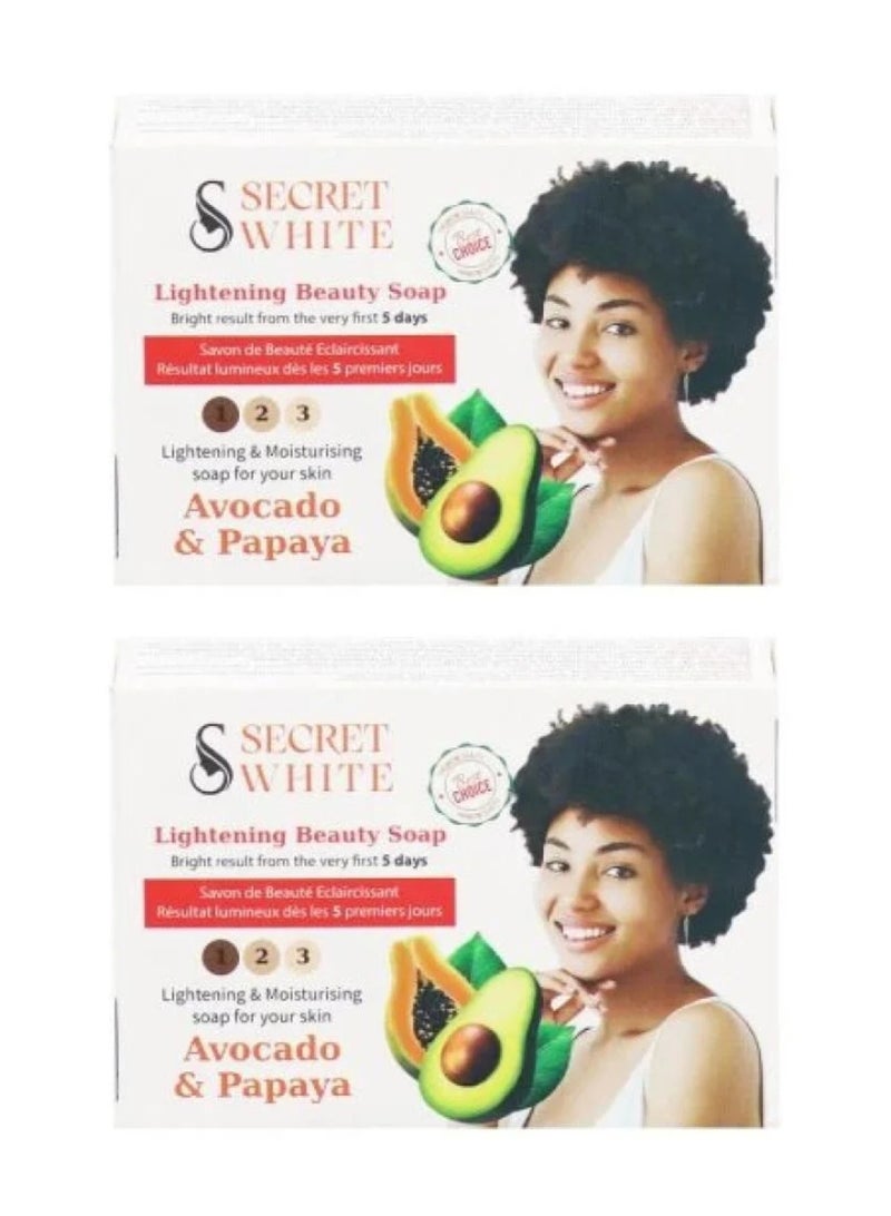 Secret White Avocado & Papaya Whitening Soap - 100g - Pack of 2