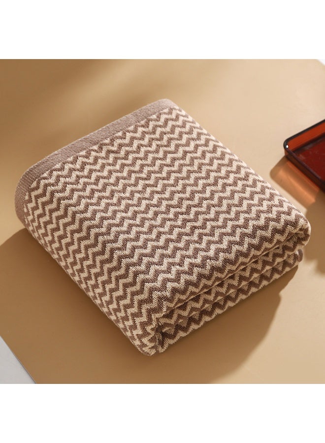Cotton Water Ripple Bath Towel, Extra Large Absorbent Soft, Brown (140x70cm) - Image 1
