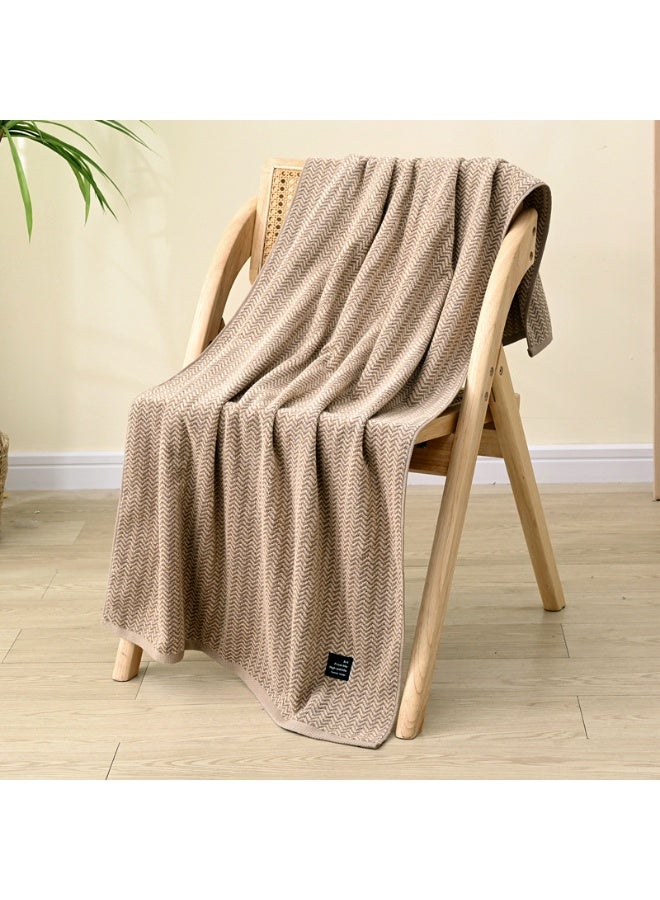 Cotton Water Ripple Bath Towel, Extra Large Absorbent Soft, Brown (140x70cm) - Image 4
