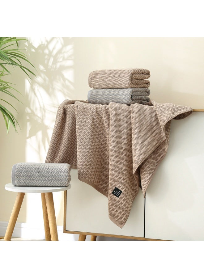 Cotton Water Ripple Bath Towel, Extra Large Absorbent Soft, Brown (140x70cm) - Image 5