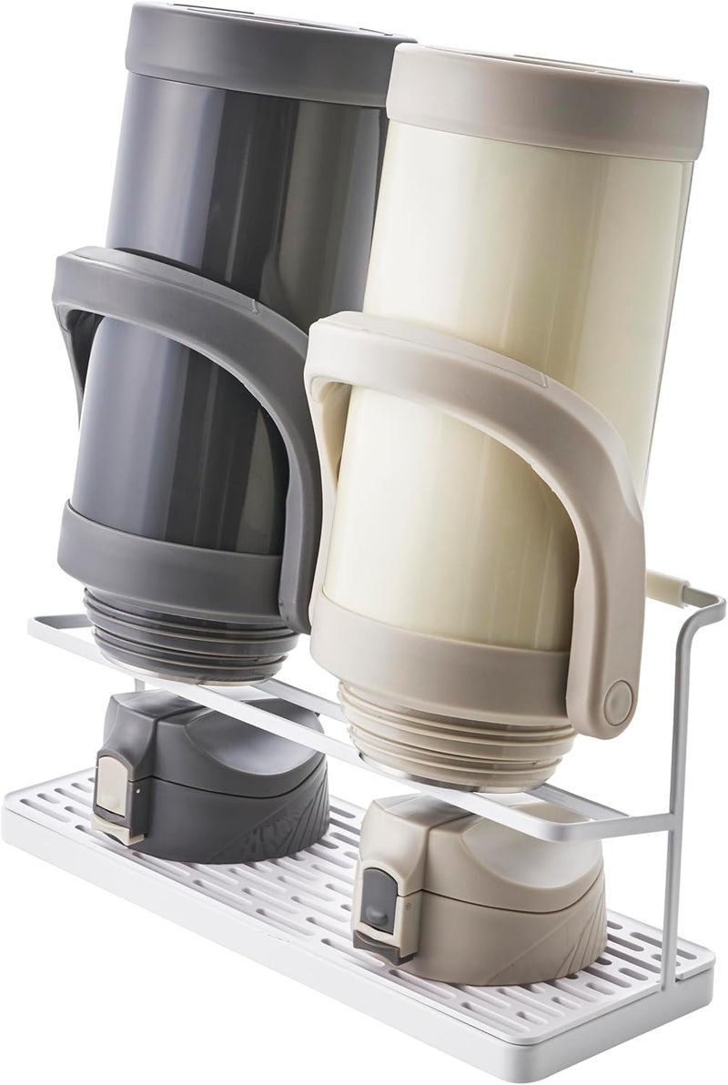 Yamazaki Home Countertop Two Tier Bottle Drying Rack, Wide Jug Storage Stand with Drainage Tray for Kitchen Counter for Glass Metal Or Plastic Bottles, Steel, No Assembly Req. - Image 1
