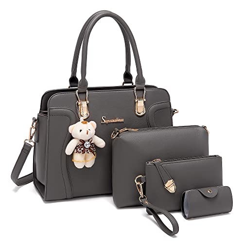 Soperwillton Women's Fashion Handbags Tote Bags Shoulder Bag Top Handle Satchel Purse Set 4pcs - Image 1