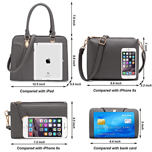 Soperwillton Women's Fashion Handbags Tote Bags Shoulder Bag Top Handle Satchel Purse Set 4pcs - Image 3