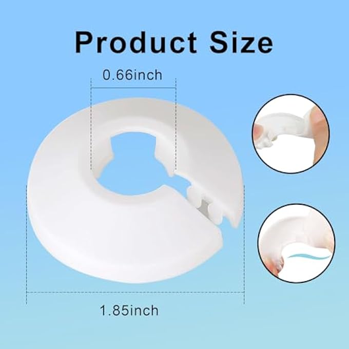 12PCS RADIATOR PIPE COVERS WHITE RADIATOR PIPE COLLARS, WATER PIPE COVER DECORATION WALL PIPE COVER, PLASTIC WHITE RADIATOR PIPE COVERS FOR 15MM DIAMETER PIPE DECORATION - Image 3