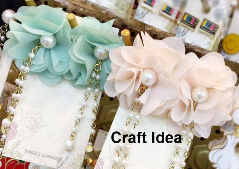 YYCRAFT 4.5 Yards 2.5" 3D Chiffon Flower Lace Trims Bridal Bouquets Christmas Decorations Cluster Flower DIY Sewing(Red) - Image 2