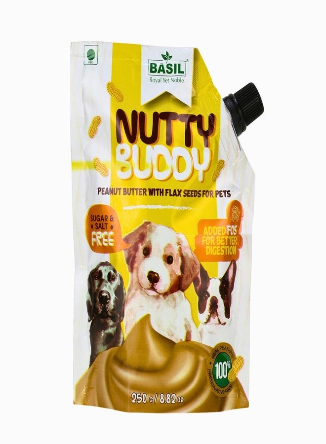 BASIL Nutty Buddy Peanut Butter for Dogs - 100% Natural Creamy Treat with Flax Seeds & Added FOS for Digestion | High Protein | 250g (Pack of 1) - Image 1