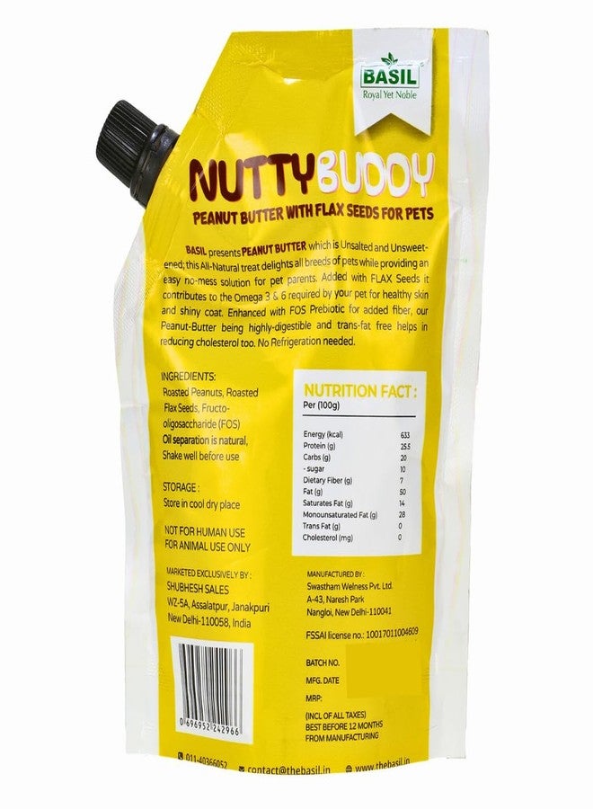 BASIL Nutty Buddy Peanut Butter for Dogs - 100% Natural Creamy Treat with Flax Seeds & Added FOS for Digestion | High Protein | 250g (Pack of 1) - Image 2