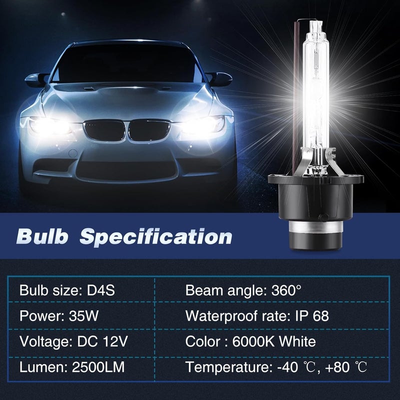 Hiolpen 2 Packs HID Headlight Ballast with Igniter & D4S Bulb for Lexus and Toyota Vehicles - Image 4