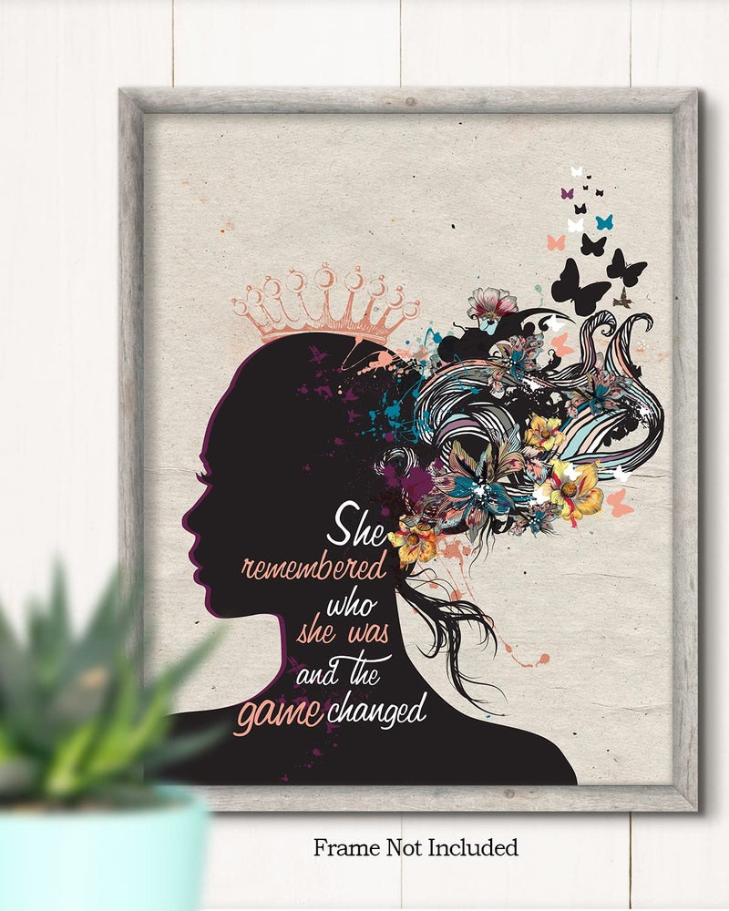 Govivo She Remembered Who She Was and The Game Changed, 8x10 Unframed Print, Inspirational Wall Art, Positive Affirmations Wall Decor for Women - Image 2