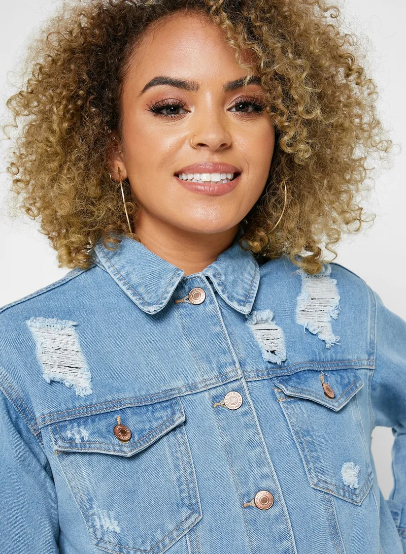 FOREVER 21 Distressed Denim Jacket