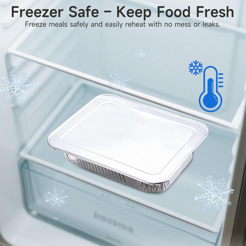 Lideropa Disposable Aluminum Foil Pans with Lids 9x13-25 Pack Aluminum Foil Pans, Heavy Duty Aluminum Baking Pans for Cooking, Storing, Prepping, and Freezing Food - Image 3