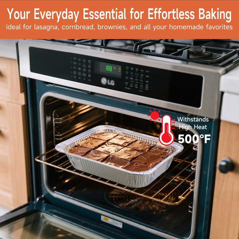 Lideropa Disposable Aluminum Foil Pans with Lids 9x13-25 Pack Aluminum Foil Pans, Heavy Duty Aluminum Baking Pans for Cooking, Storing, Prepping, and Freezing Food - Image 2
