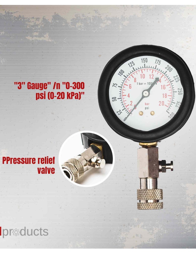 Mordely Engine Cylinder Compression Tester Kit with Extender Tubes, 5 Spark Plug Adapters (M10, M12, M14, M16, M18), Dual Scale Compression Gauge, and Quick Check Rubber Cones  - Image 4