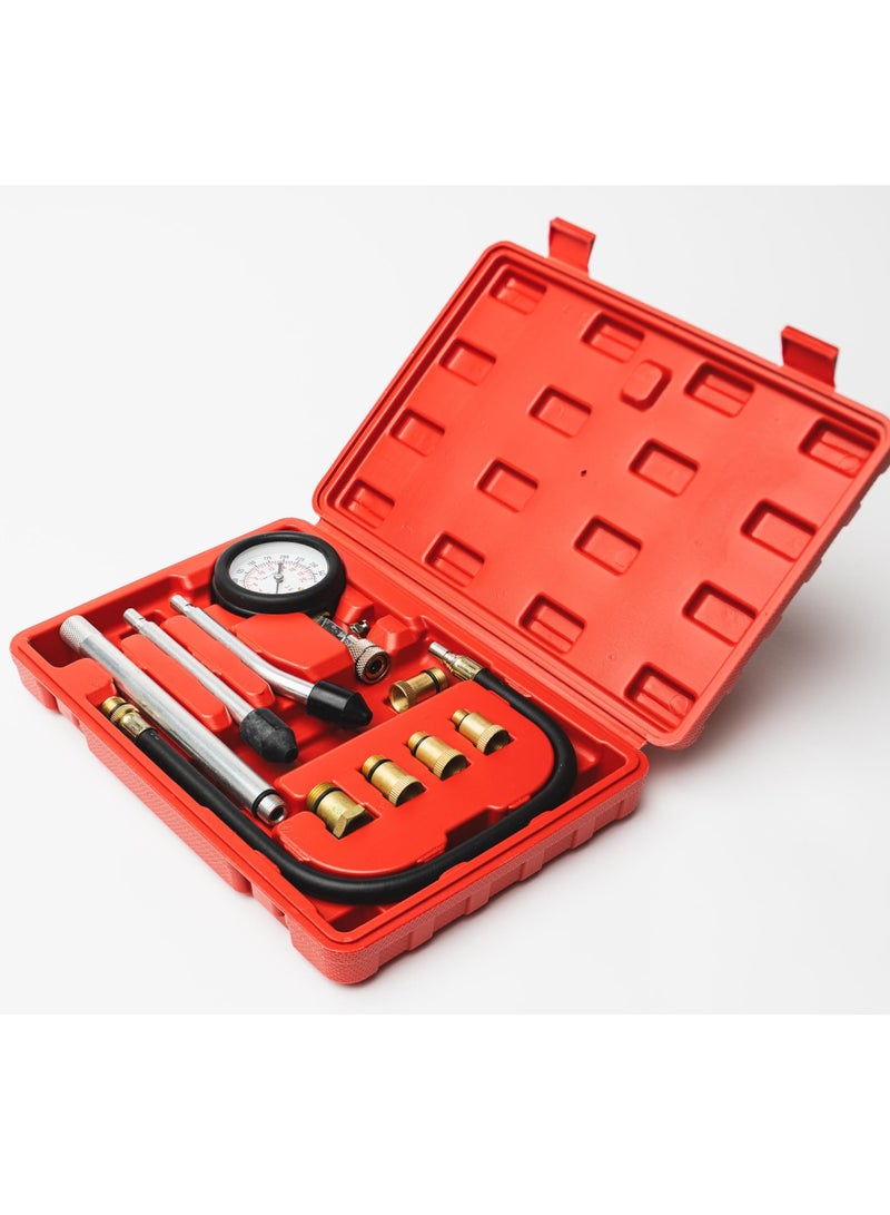 Mordely Engine Cylinder Compression Tester Kit with Extender Tubes, 5 Spark Plug Adapters (M10, M12, M14, M16, M18), Dual Scale Compression Gauge, and Quick Check Rubber Cones  - Image 5
