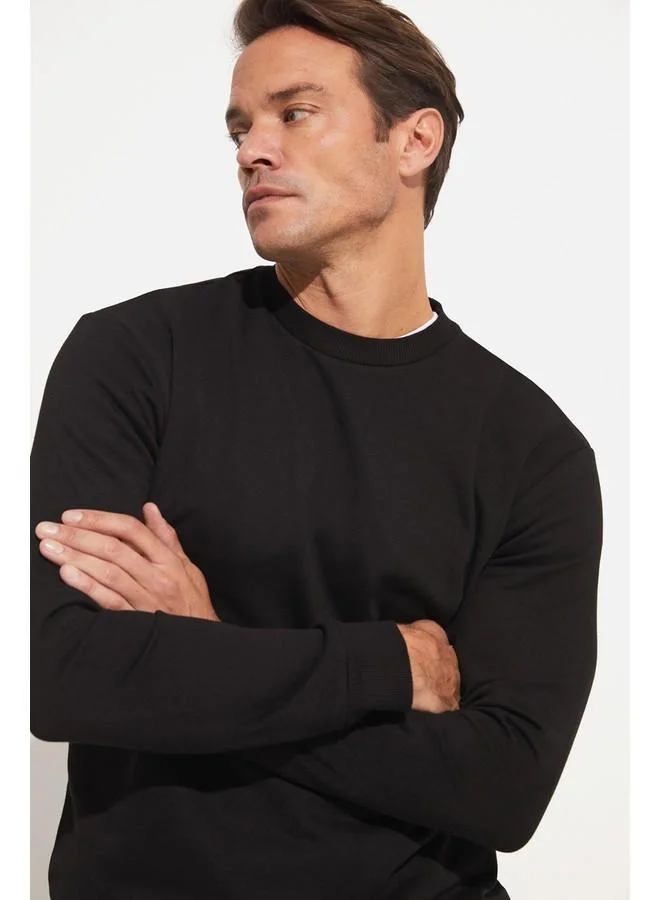 JUNE June Men Regular Fit Basic Crew Neck Sweatshirt Black