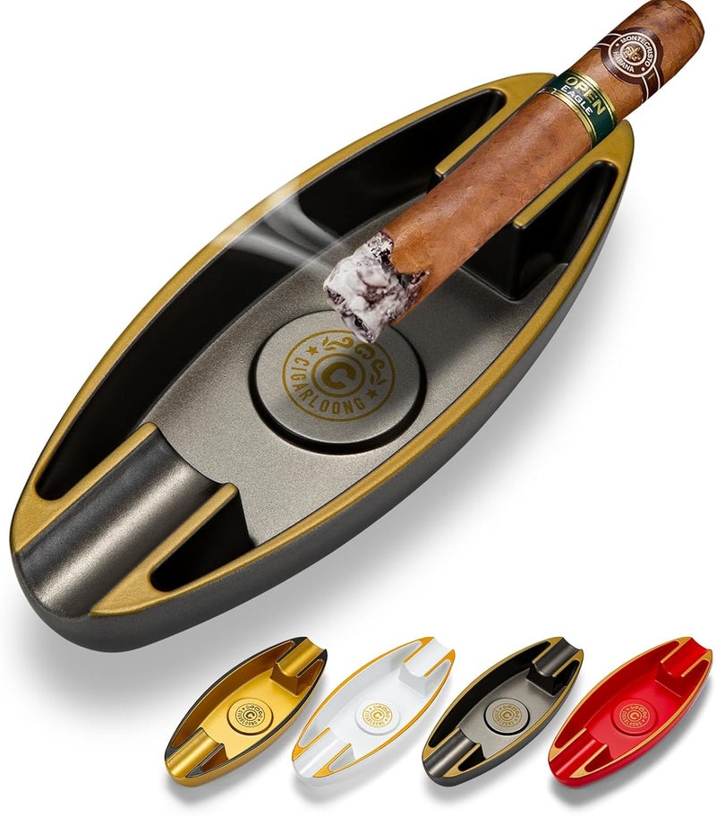 Portable Cigar Ashtray with 2 Cigar Holders - Unique Design for Indoor and Outdoor Use - Image 1