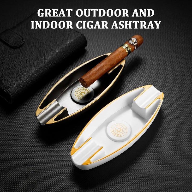 Portable Cigar Ashtray with 2 Cigar Holders - Unique Design for Indoor and Outdoor Use - Image 3