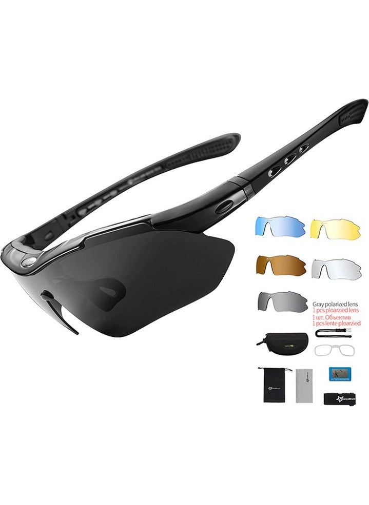 Schulzz Rockbros Polarized 100% UV Protection Black 5 Lens Bicycle Sports Mountain Ski Goggles  - Image 1