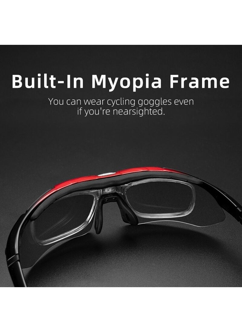 Schulzz Rockbros Polarized 100% UV Protection Black 5 Lens Bicycle Sports Mountain Ski Goggles  - Image 5