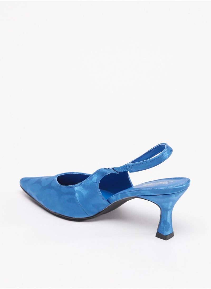 Flora Bella By Shoexpress - Womens All Over Print Slingback Sandals with Kitten Heels - Image 1