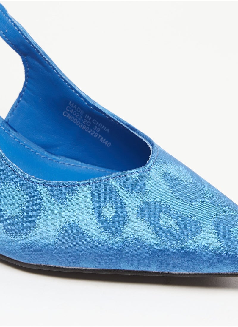Flora Bella By Shoexpress - Womens All Over Print Slingback Sandals with Kitten Heels - Image 1