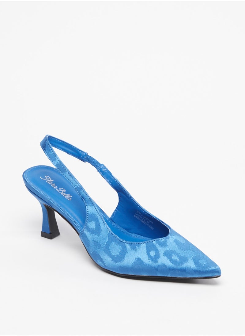 Flora Bella By Shoexpress - Womens All Over Print Slingback Sandals with Kitten Heels - Image 1