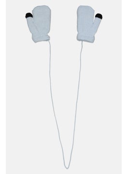 Royal Deluxe Kids Girl 1 Pair Knitted Gloves, Light Blue  - Image 2