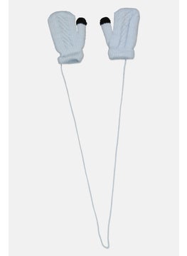 Royal Deluxe Kids Girl 1 Pair Knitted Gloves, Light Blue  - Image 1