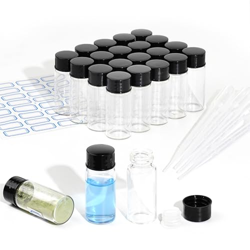 ETTSNU 10ml Clear Glass Vials with Screw Caps and plastic Stoppers,Small Lab Sample Vials with Lids, Leak-Proof Liquid Storage Empty Vial. 30PCS - Image 1