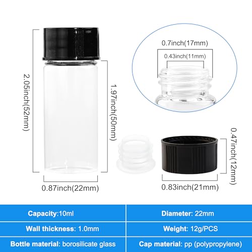 ETTSNU 10ml Clear Glass Vials with Screw Caps and plastic Stoppers,Small Lab Sample Vials with Lids, Leak-Proof Liquid Storage Empty Vial. 30PCS - Image 2