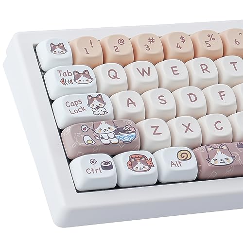 TYRIXKI PBT Keycaps 143 Keys Cute Keycaps Dye-Sublimation Kitty-cat Keycaps Set MOA Profile Custom Keycaps for Cherry Gateron MX Swithes Mechanical Keyboards - Image 1