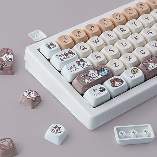 TYRIXKI PBT Keycaps 143 Keys Cute Keycaps Dye-Sublimation Kitty-cat Keycaps Set MOA Profile Custom Keycaps for Cherry Gateron MX Swithes Mechanical Keyboards - Image 4