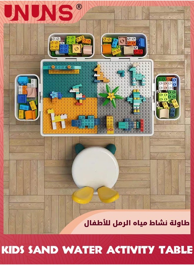 UNUNS Small Activity Table For Toddlers 1-3,Kids Multi-Functional Table And Chair,Playing Building Blocks,Marble Run Toy,Sand&Water,Color Dough,Drawing&Learning,Boy Girl Study Activity Table  - Image 3