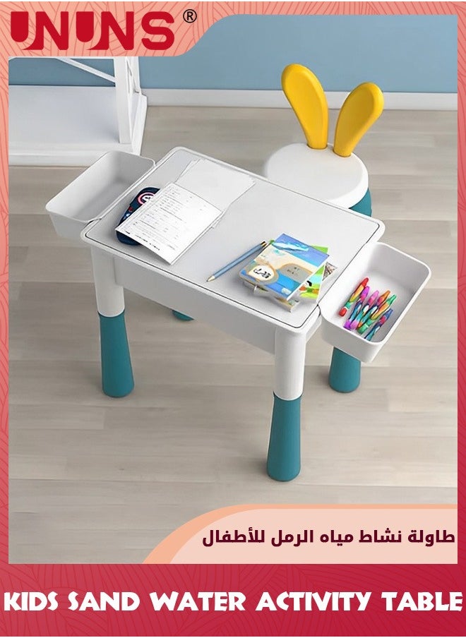 UNUNS - Small Activity Table For Toddlers 1-3,Kids Multi-Functional Table And Chair,Playing Building Blocks,Marble Run Toy,Sand&Water,Color Dough,Drawing&Learning,Boy Girl Study Activity Table - Image 1