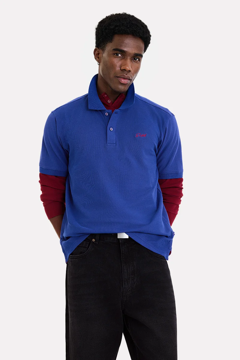 سنيتش Blue Solid Half Sleeve Regular Fit Casual T-Shirt