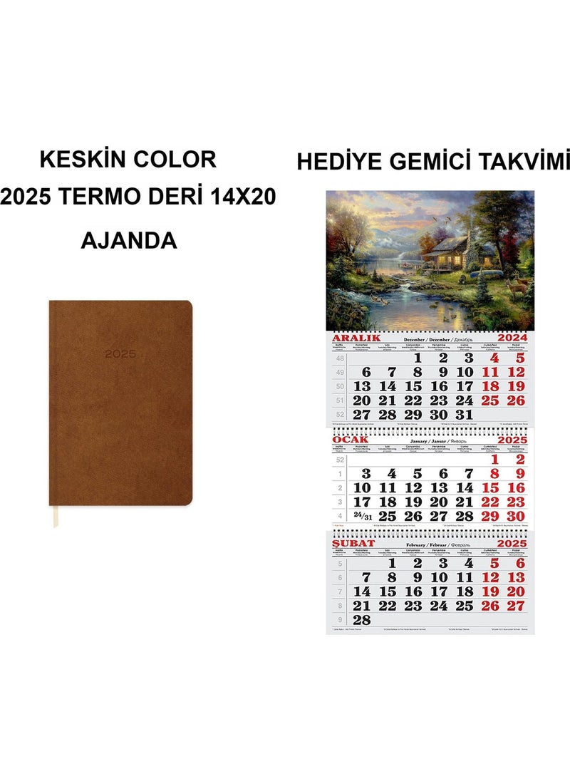 Keskin Color Sharp 2025-14*20 Day Thermo Leather Agenda-Brown (Sailor Calendar Gift)  - Image 1