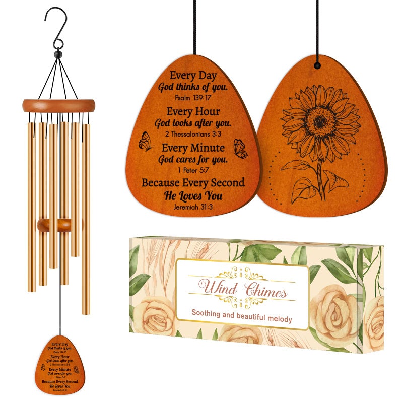 Damaigiift Christian Gifts for Women Religious Gifts for Men Women Christian Wind Chimes Baptism Birthday Easter Faith Based Gift for Boys Girl Friends Mom Sister Kids Bible Verse Scripture - Image 2