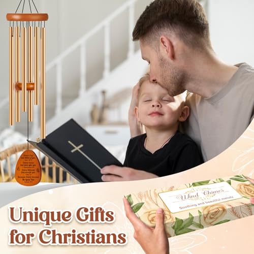 Damaigiift Christian Gifts for Women Religious Gifts for Men Women Christian Wind Chimes Baptism Birthday Easter Faith Based Gift for Boys Girl Friends Mom Sister Kids Bible Verse Scripture - Image 3