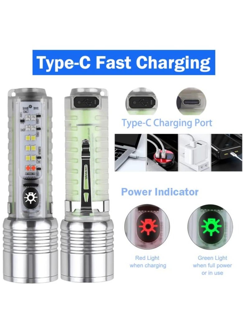 Super Bright 500 Lumens Rechargeable LED Mini Pocket Torch with Red, Blue, and UV Light - 8 Modes, Magnetic, Zoomable Flashlight for Emergency, Camping, Hiking, and Gifts. - Image 5