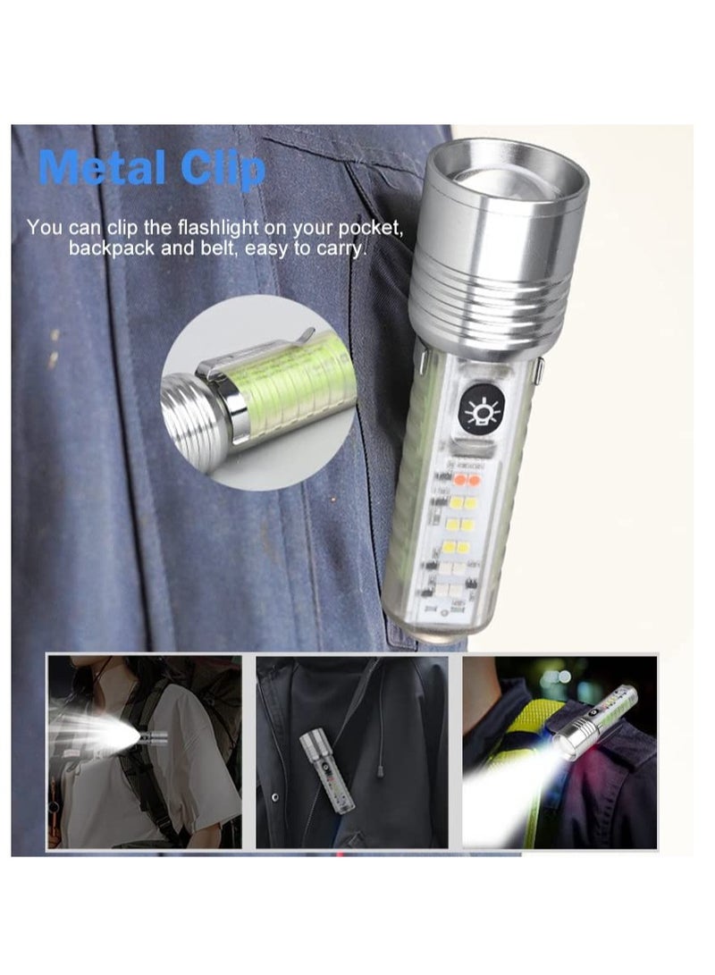 Super Bright 500 Lumens Rechargeable LED Mini Pocket Torch with Red, Blue, and UV Light - 8 Modes, Magnetic, Zoomable Flashlight for Emergency, Camping, Hiking, and Gifts. - Image 3