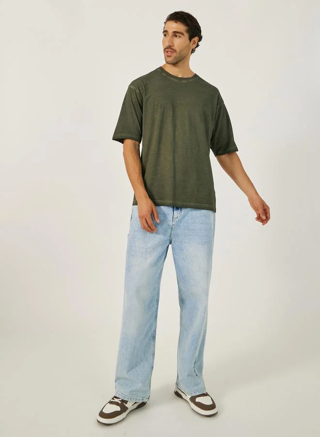 Styli Graphic Print Round Neck Oversized T-Shirt