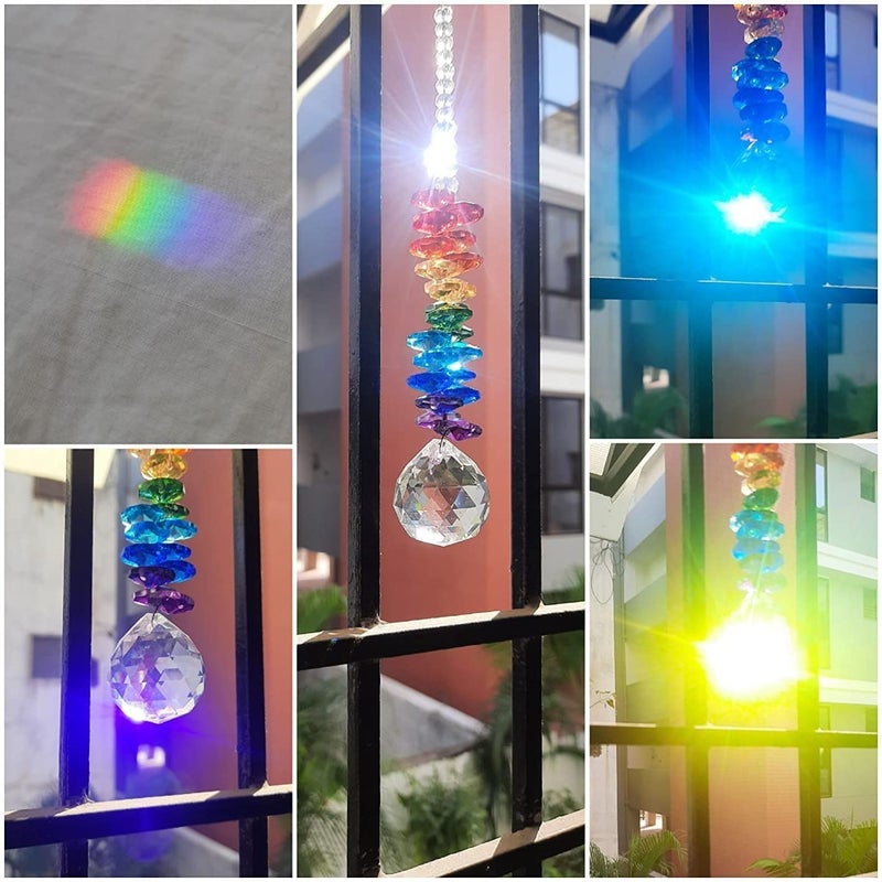 Light Wave Beautiful Sparkling Crystal Rainbow Sun-Catcher Ball Prism Pendant Hanging, Window, Garden, Balcony Hanging Ornament, Car Hanging (Model 2) - Image 2