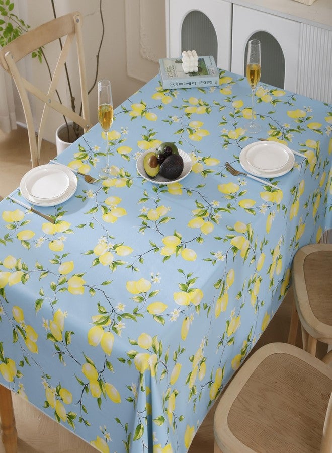 Walrus Heavy Duty Vinyl Tablecloth with Flannel Backing Waterproof Oil-Proof Plastic Table Cloth Stain-Resistant Wipeable Rectangle or Square Table Cover for Indoor and Outdoor (Lemon, 60x102 Inch) - Image 5