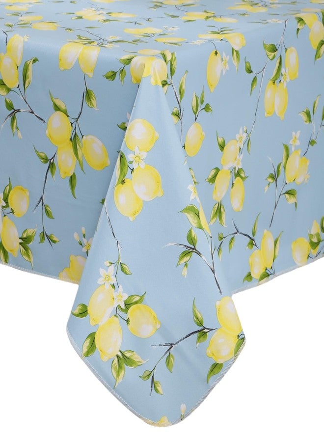 Walrus Heavy Duty Vinyl Tablecloth with Flannel Backing Waterproof Oil-Proof Plastic Table Cloth Stain-Resistant Wipeable Rectangle or Square Table Cover for Indoor and Outdoor (Lemon, 60x102 Inch) - Image 1