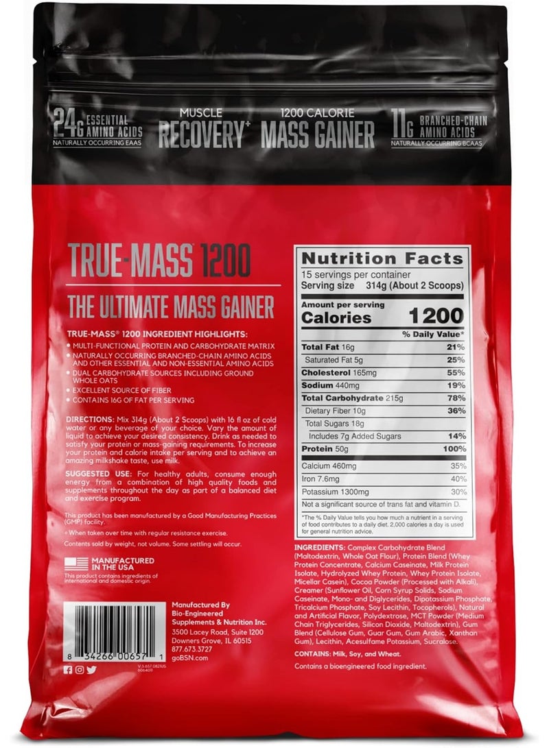 BSN True Mass Ultra Premium Super Mass Gainer Chocolate Milkshake 10lb - Image 2